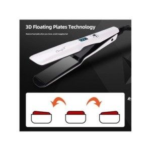 CkeyiN-alisador de pelo de cerámica de turmalina, plancha plana de calentamiento rápido con pantalla LCD, temperatura ajustable,