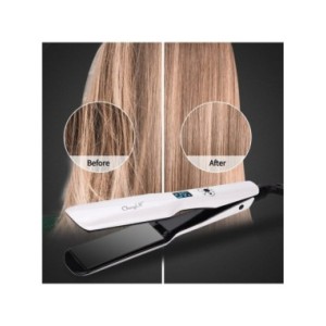 CkeyiN-alisador de pelo de cerámica de turmalina, plancha plana de calentamiento rápido con pantalla LCD, temperatura ajustable,