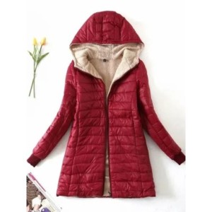 Chaqueta con capucha de longitud media para mujer, abrigo de algodón de lana, Parkas cálidas de lana de cordero, edición coreana