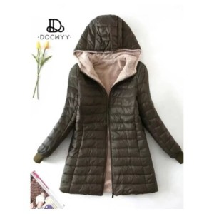 Chaqueta con capucha de longitud media para mujer, abrigo de algodón de lana, Parkas cálidas de lana de cordero, edición coreana