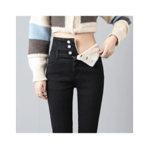 Pantalones vaqueros de cintura alta para mujer, Jeans clásicos de terciopelo de felpa, elásticos, gruesos, cálidos y delgados, c