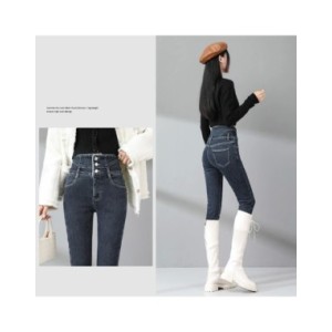 Pantalones vaqueros de cintura alta para mujer, Jeans clásicos de terciopelo de felpa, elásticos, gruesos, cálidos y delgados, c