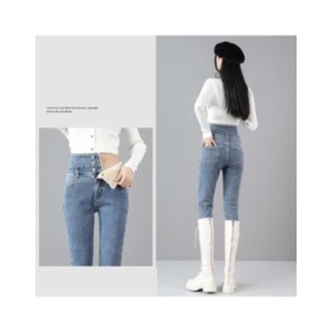 Pantalones vaqueros de cintura alta para mujer, Jeans clásicos de terciopelo de felpa, elásticos, gruesos, cálidos y delgados, c