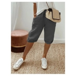 Pantalones cortos elásticos con bolsillo para mujer, Shorts deportivos de algodón, Color sólido, moda informal, para playa, vera