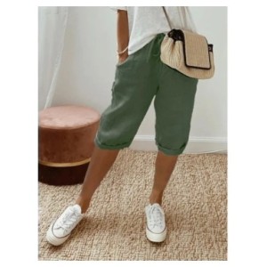 Pantalones cortos elásticos con bolsillo para mujer, Shorts deportivos de algodón, Color sólido, moda informal, para playa, vera