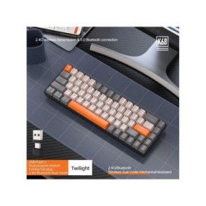 Teclado mecánico inalámbrico con Bluetooth, modo Dual, Mini interruptor rojo de 68 teclas intercambiable en caliente para PC, PS