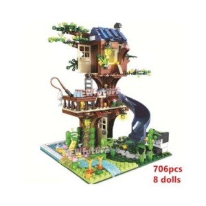 Bloques de construcción de casa del árbol para niños, ladrillos modernos, juegos de modelos clásicos, Kits para niños, juguetes 