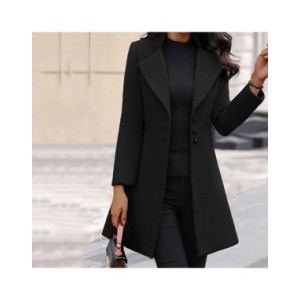 Abrigo de lana ajustado para mujer, Chaqueta larga de Color sólido, informal, a la moda, con botones, manga larga, de longitud m