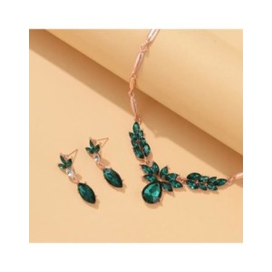 Conjunto de collar y pendientes de cristal para mujer, conjunto de joyas de dos piezas, joyería de fiesta, accesorio femenino, r