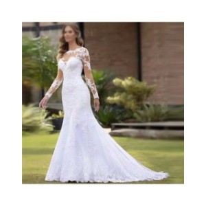 Vestido De Novia De encaje con espalda descubierta, traje Sexy De sirena, ilusión, cola De corte, 2023