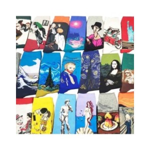 Noche Estrellada Otoño Invierno Retro mujer personalidad arte Van Gogh Mural mundo famoso pintura calcetines masculinos aceite d