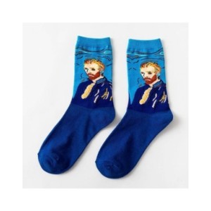 Noche Estrellada Otoño Invierno Retro mujer personalidad arte Van Gogh Mural mundo famoso pintura calcetines masculinos aceite d