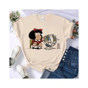 Mafalda top de verano para mujer, Camisetas estampadas de cómic, ropa harajuku de diseñador para mujer