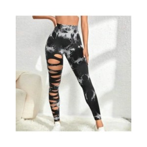 Leggings ahuecados Tie Dye para mujer, pantalones deportivos para Fitness, ropa deportiva Sexy de cintura alta, mallas Push Up p