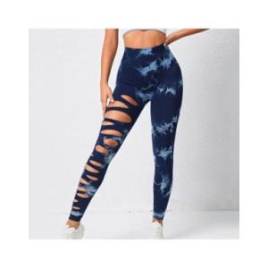 Leggings ahuecados Tie Dye para mujer, pantalones deportivos para Fitness, ropa deportiva Sexy de cintura alta, mallas Push Up p