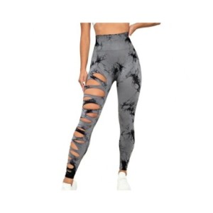 Leggings ahuecados Tie Dye para mujer, pantalones deportivos para Fitness, ropa deportiva Sexy de cintura alta, mallas Push Up p