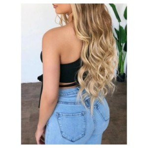 Camiseta ajustada de manga larga para mujer, top de un hombro con lazo, camiseta lisa elástica con hombros descubiertos, top cor