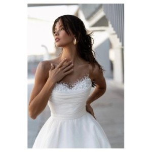 Vestidos de novia Vintage con cuello de perla, Túnica plisada Simple, elegante de satén, sin hombros, línea A, sin mangas, 2024